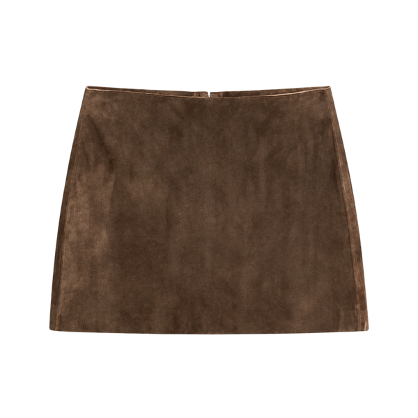 Valeria Suede A-Line Mini Skirt - Mocha