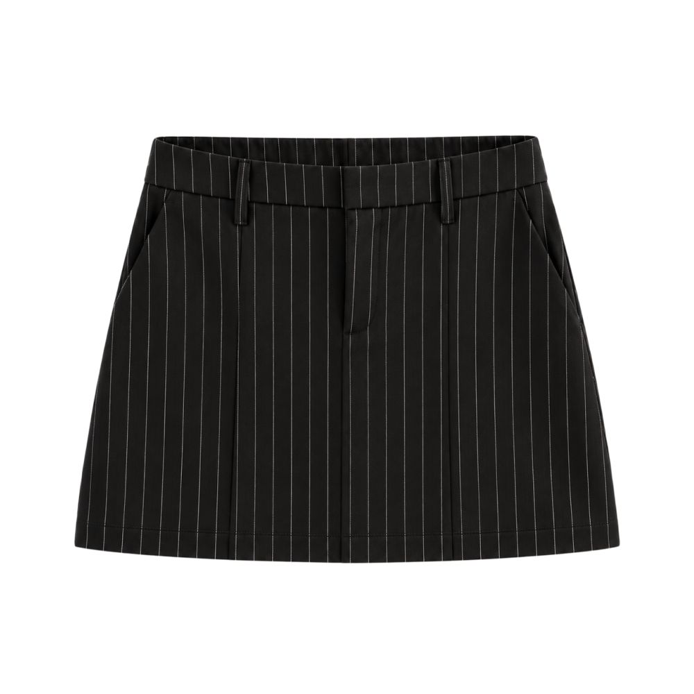 Valeria Tailored Pinstripe Mini Skirt - Black