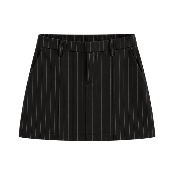 Valeria Tailored Pinstripe Mini Skirt - Black