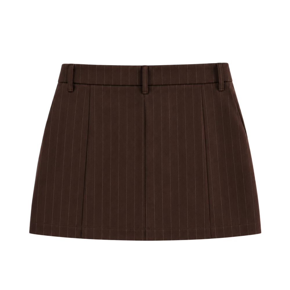 Valeria Tailored Pinstripe Mini Skirt - Espresso