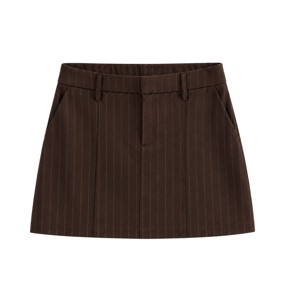 Valeria Tailored Pinstripe Mini Skirt - Espresso