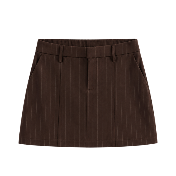 Valeria Tailored Pinstripe Mini Skirt - Espresso