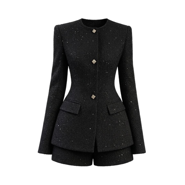 Valeria Textured Blazer Co-Ord Set - Black