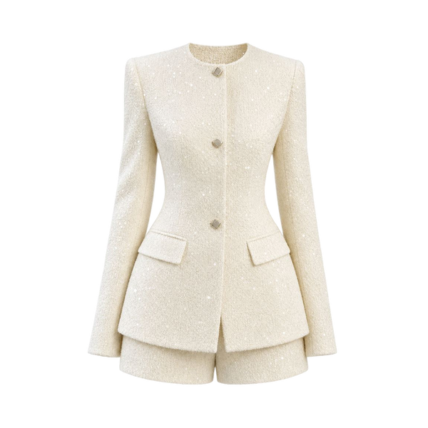Valeria Textured Blazer Co-Ord Set - Ivory