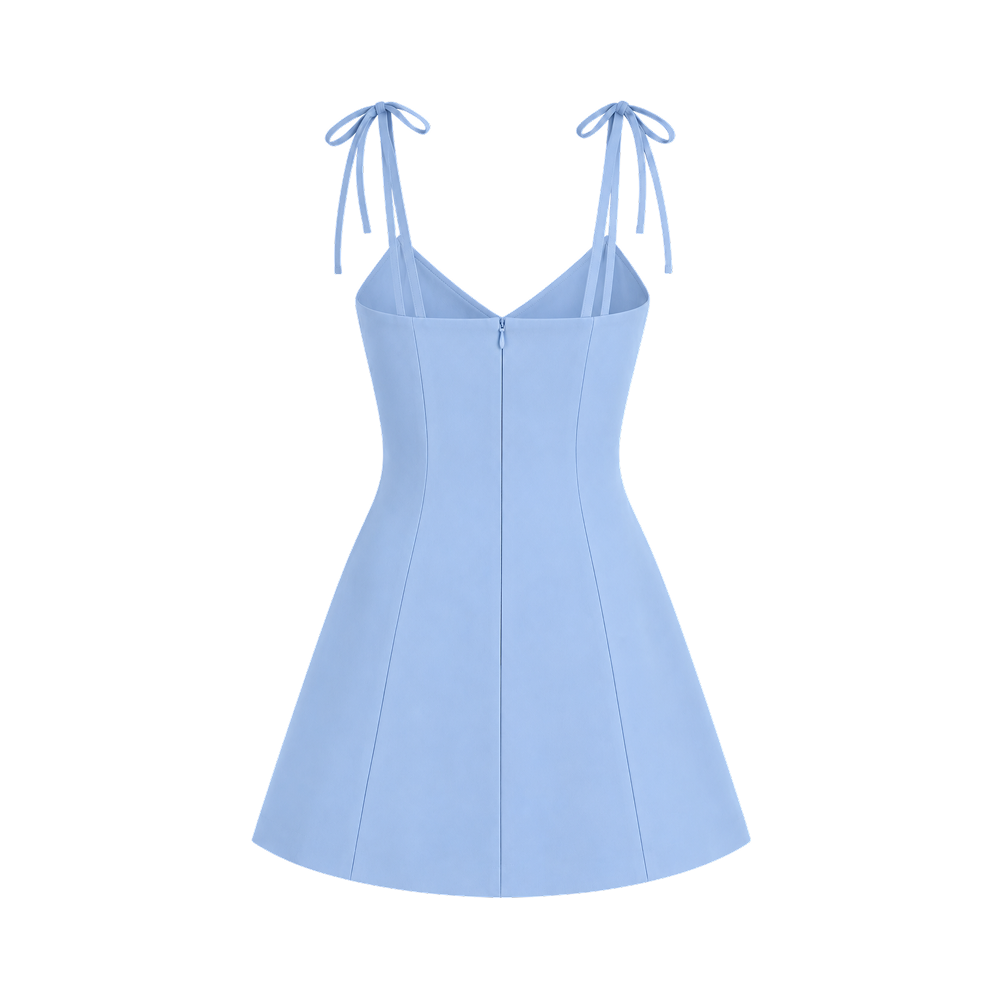 Valeria Tie Strap Flare Mini Dress – Powder Blue