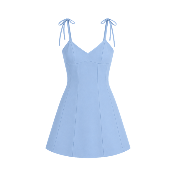 Valeria Tie Strap Flare Mini Dress – Powder Blue