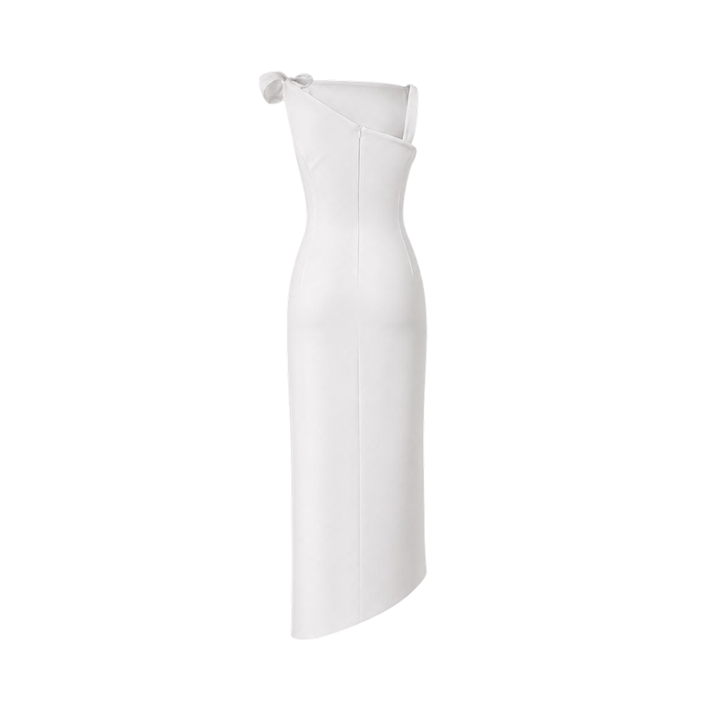 Valeria Twisted Foldover Midi Dress - White