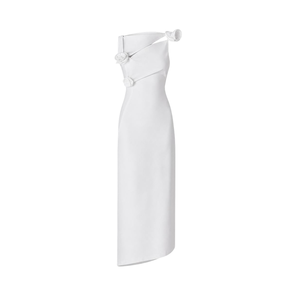 Valeria Twisted Foldover Midi Dress - White