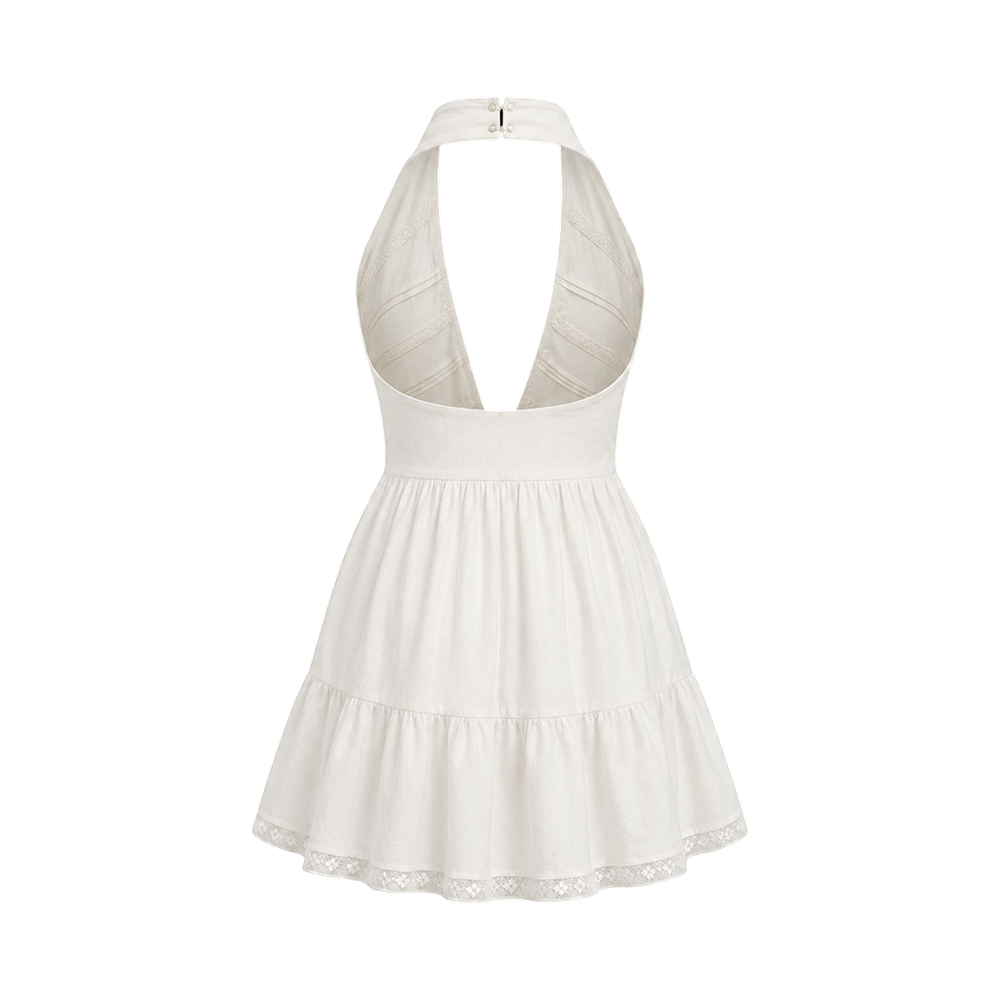 Valeria Twisted Halter Mini Dress - Off White