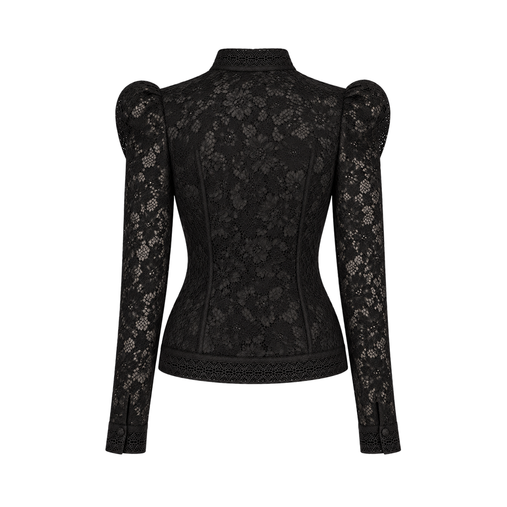 Valeria Victorian Lace Top - Black