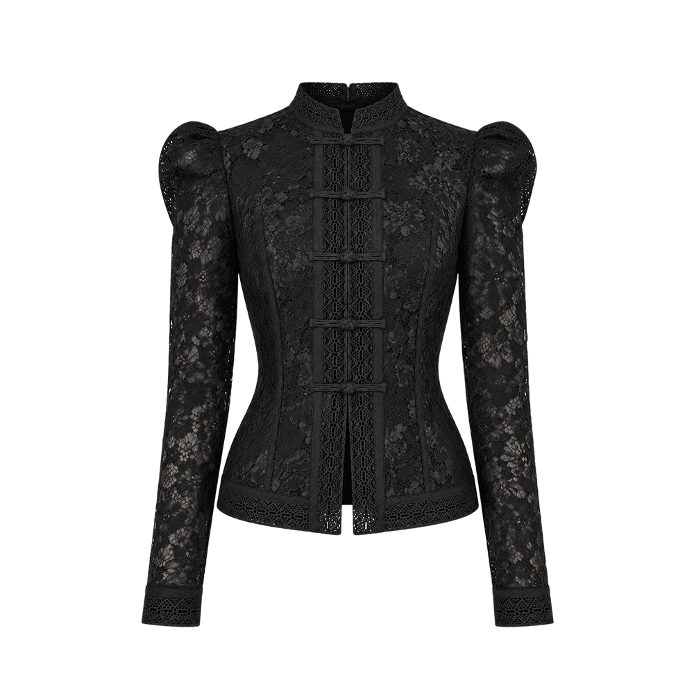 Valeria Victorian Lace Top - Black