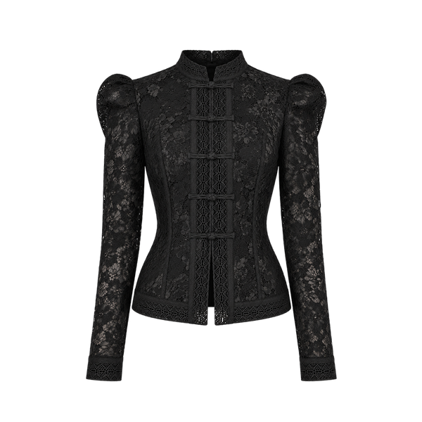 Valeria Victorian Lace Top - Black