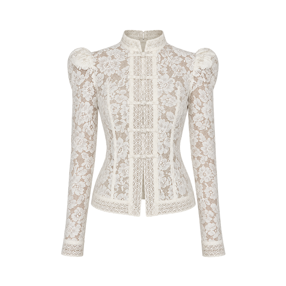 Valeria Victorian Lace Top - Ivory