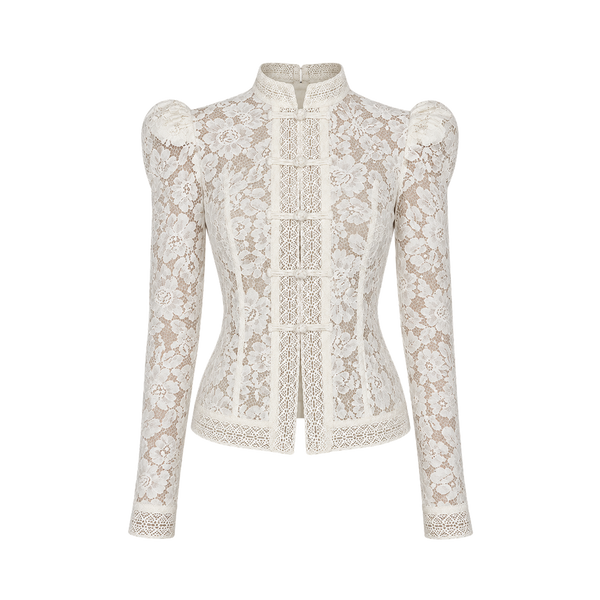 Valeria Victorian Lace Top - Ivory
