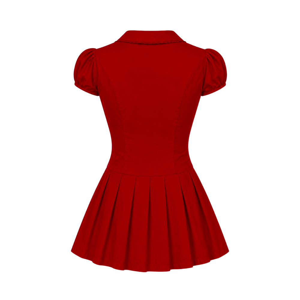 Valeria Vintage Collar Mini Dress - Red