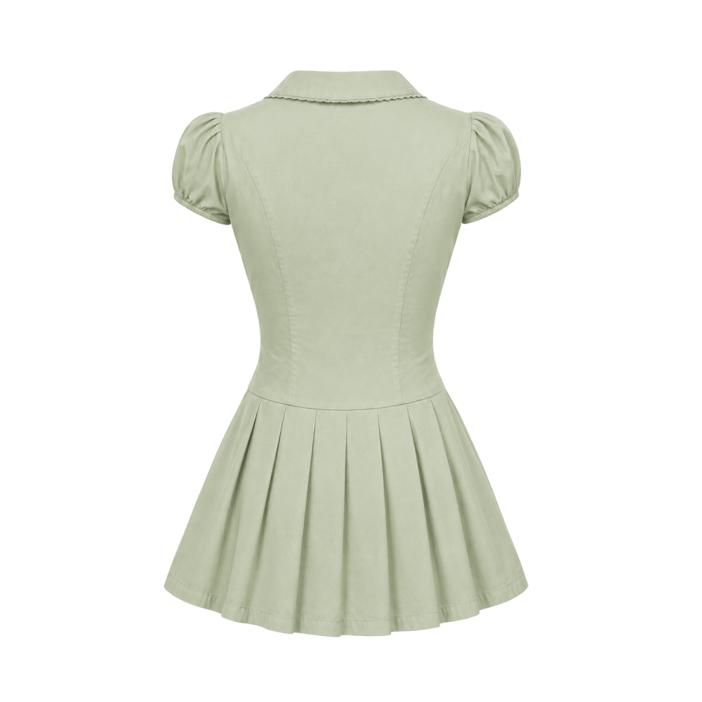 Valeria Vintage Collar Mini Dress - Sage