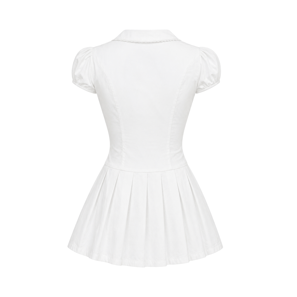 Valeria Vintage Collar Mini Dress - White