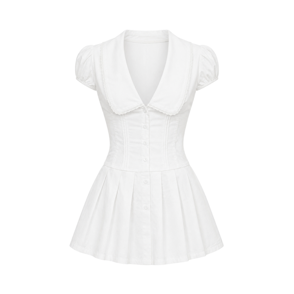 Valeria Vintage Collar Mini Dress - White