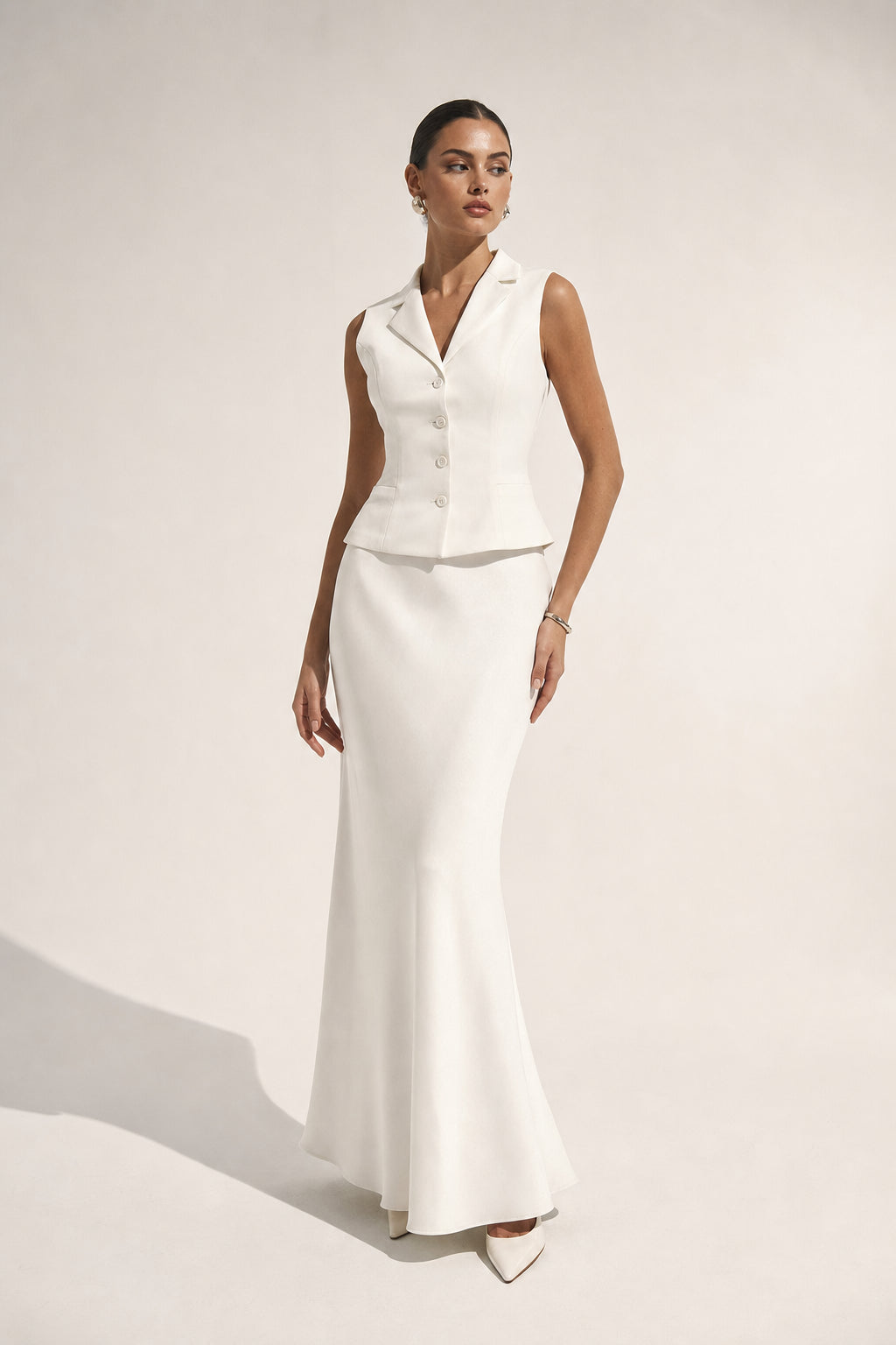 Valeria Collared Flared Co Ord Set - Cloud