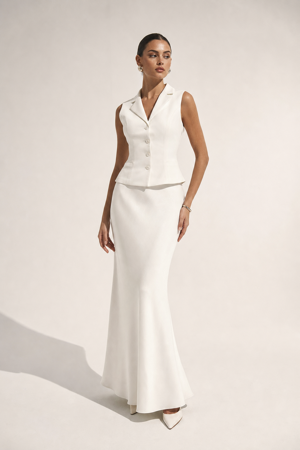 Valeria Collared Flared Co Ord Set - Cloud