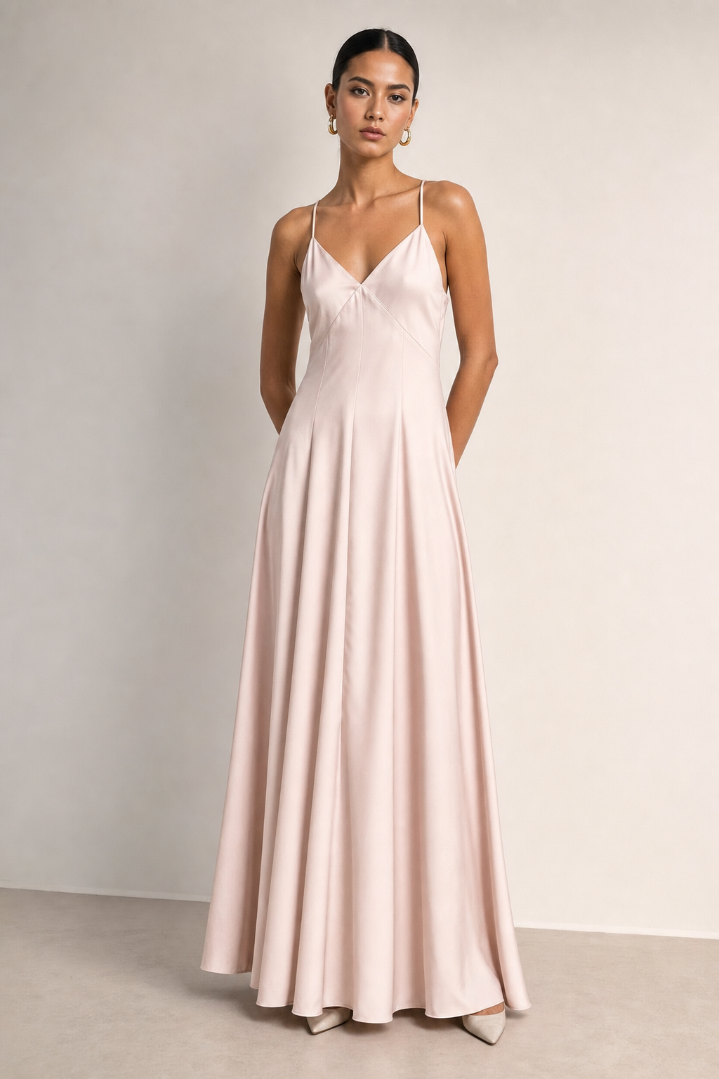 Valeria Cowl Satin Maxi Dress - Blush