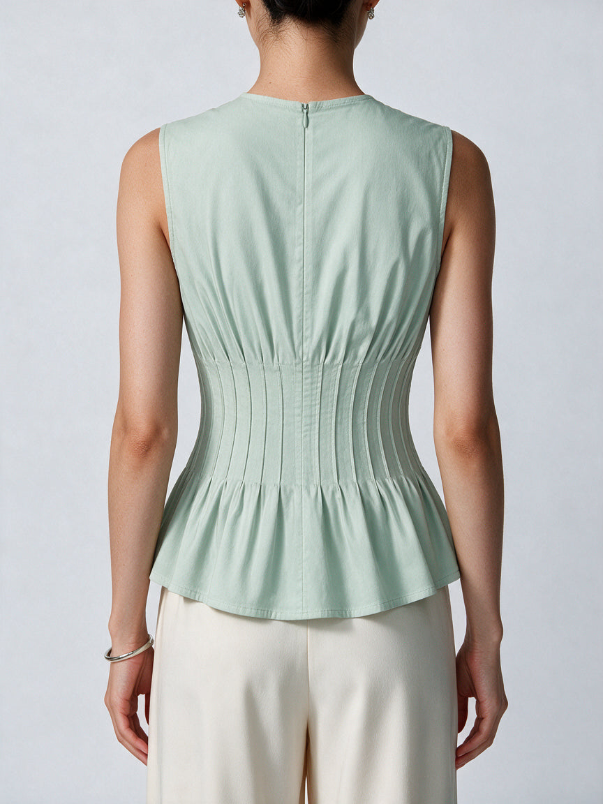 Valeria Contour Gathered Top - Mint — model back view