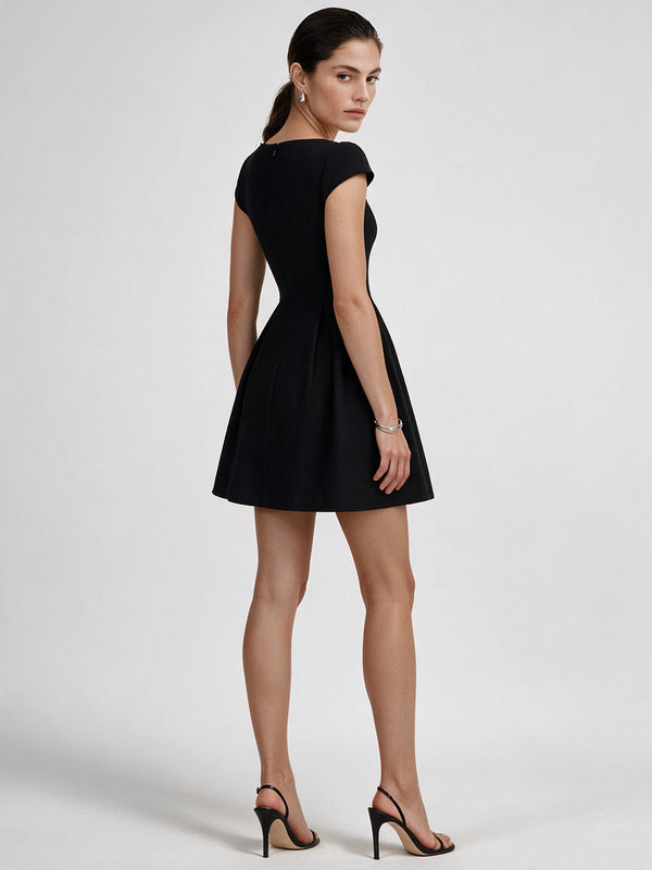 Valeria Éclipse Square Neck Dress - Midnight Noir — model full body